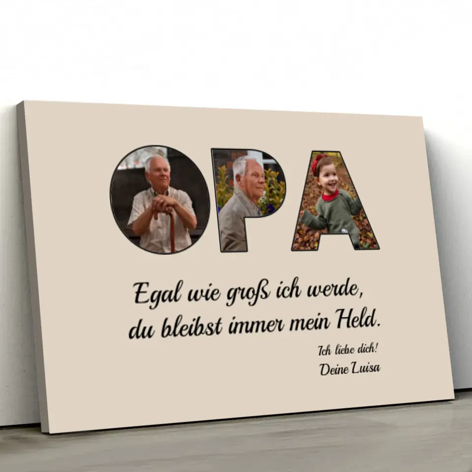 Personalisierte Leinwand "Opa bleibt mein Held" - Image 3