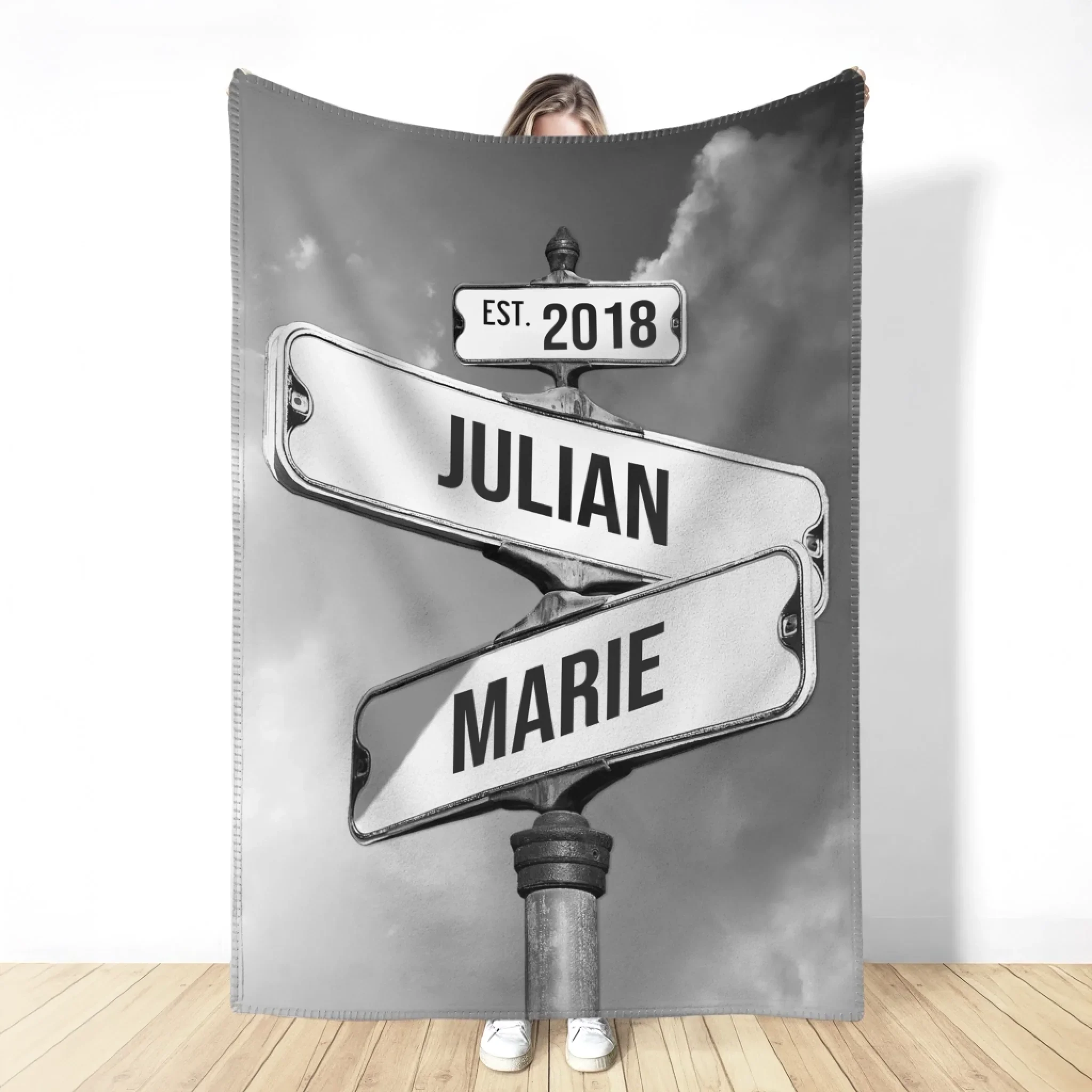 Personalisierte Decke "Vintage Straßenschild für Paare" - Image 9