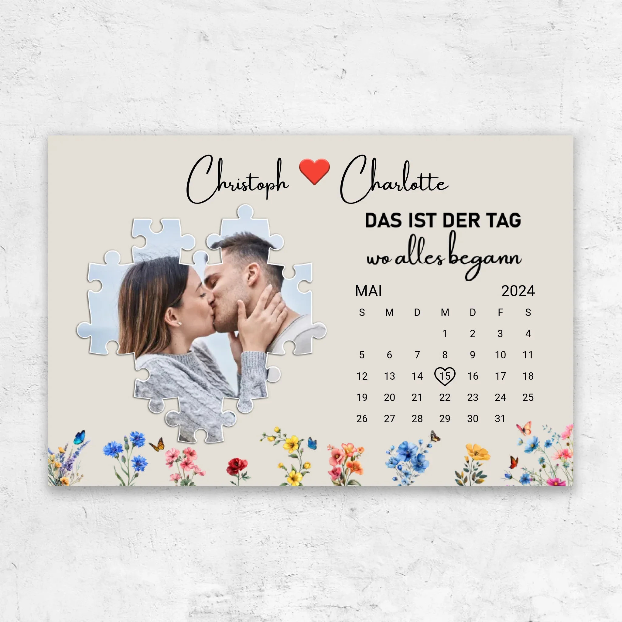 Personalisierte Leinwand "Das ist der Tag, wo alles begann"