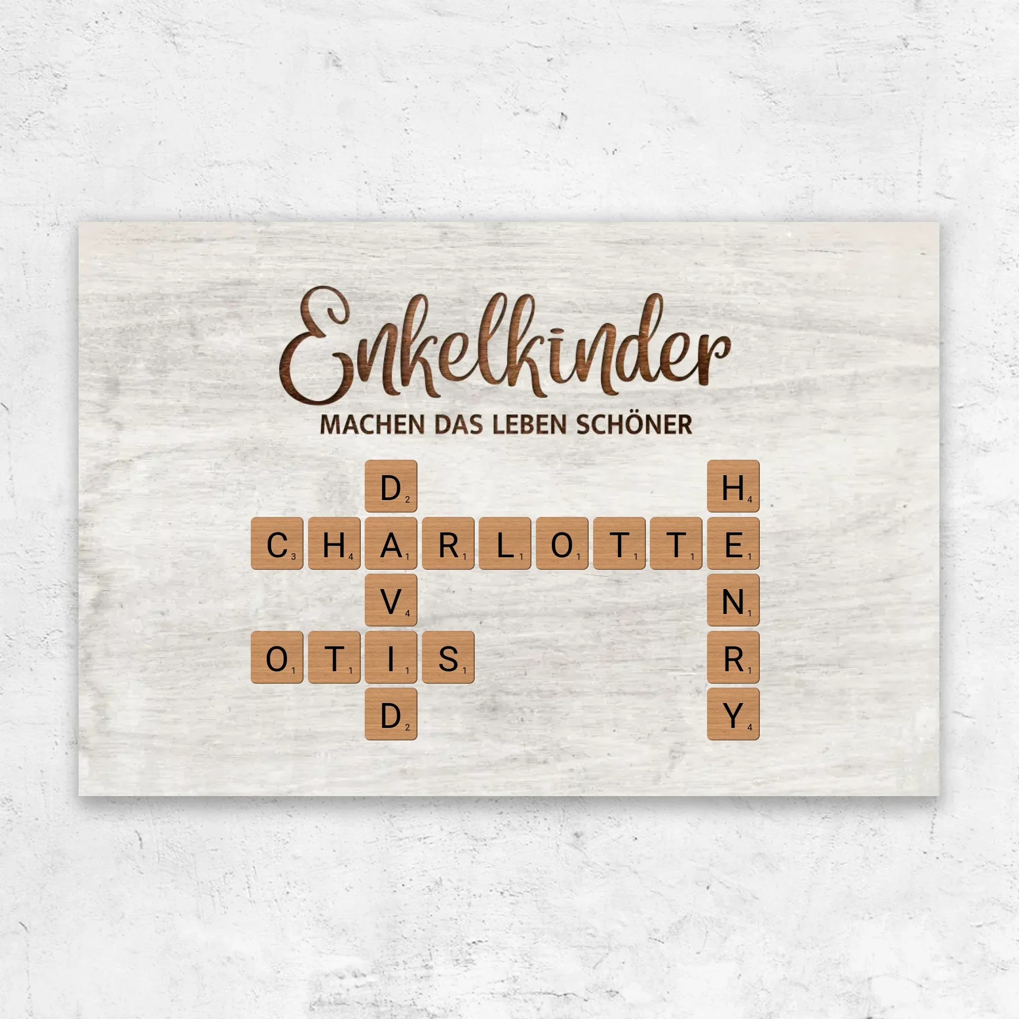 Personalisierte Leinwand "Enkelkinder machen das Leben schöner - Kreuzworträtsel"