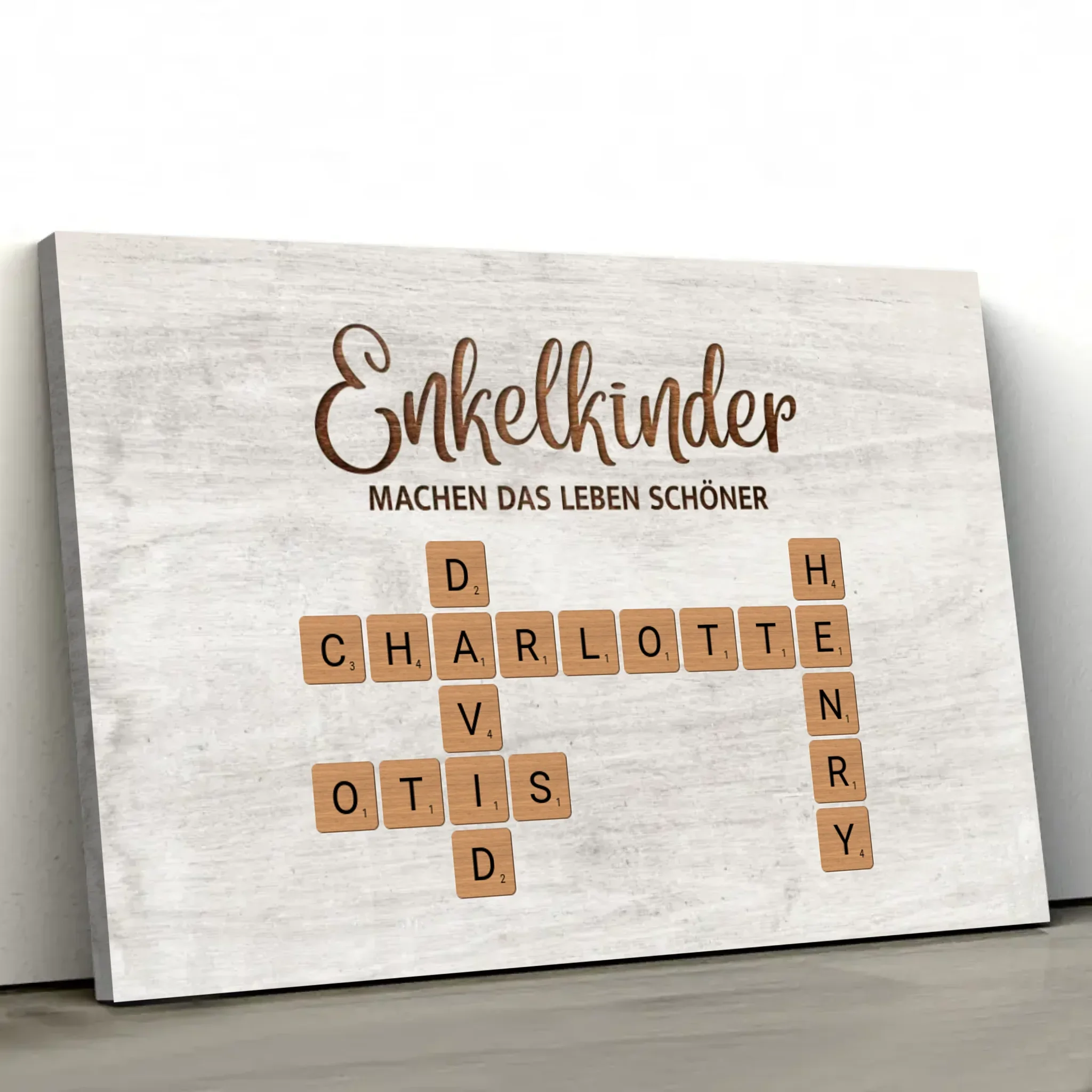 Personalisierte Leinwand "Enkelkinder machen das Leben schöner - Kreuzworträtsel" - Image 2