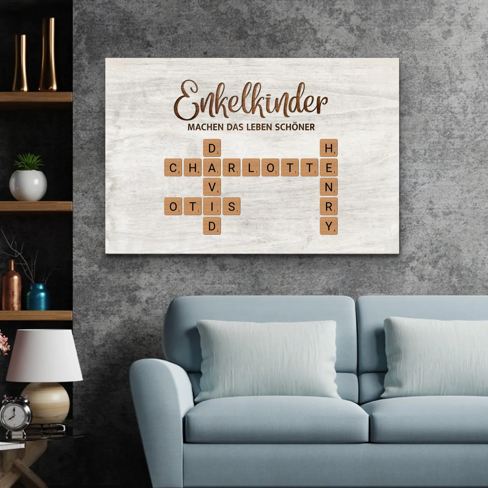 Personalisierte Leinwand "Enkelkinder machen das Leben schöner - Kreuzworträtsel" - Image 3