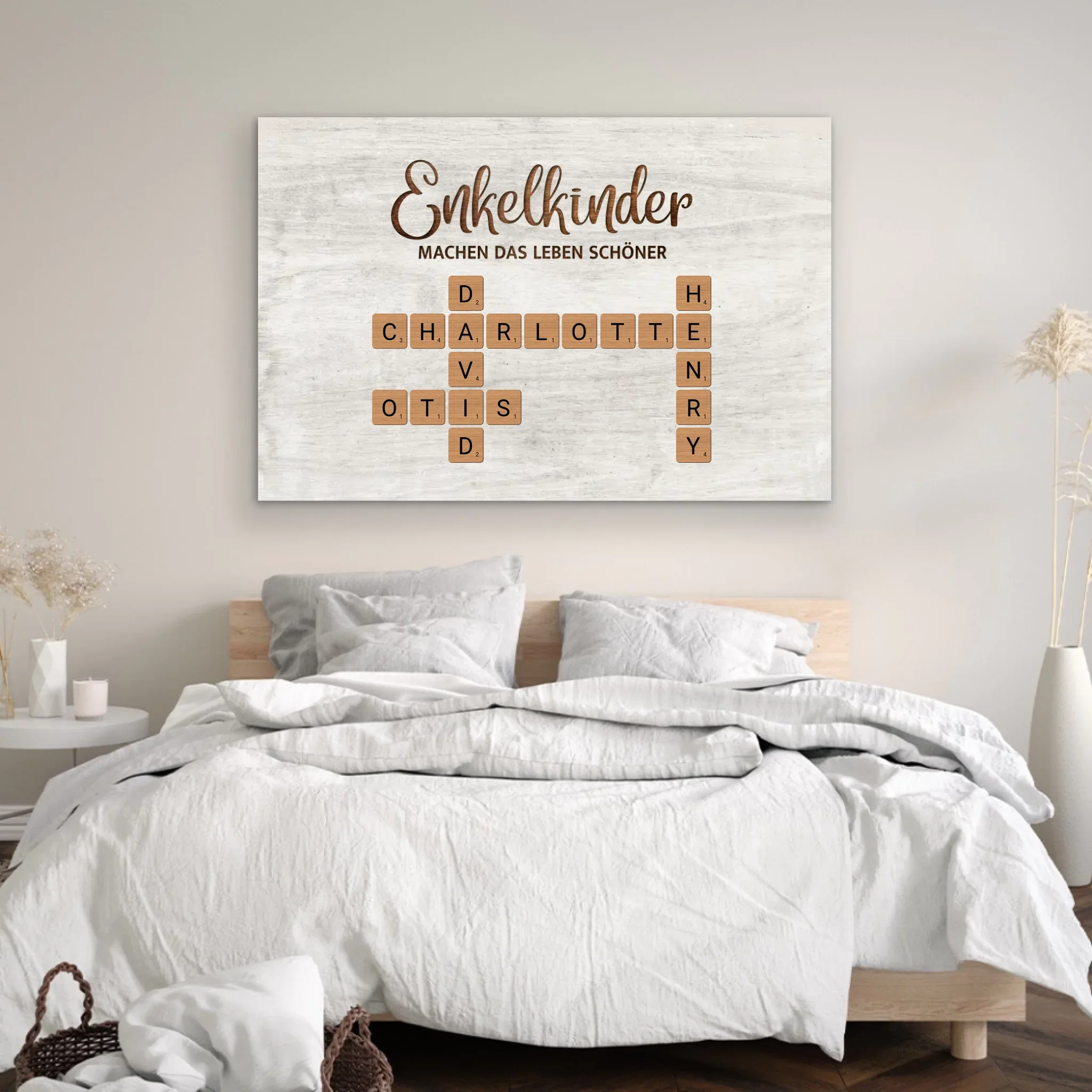 Personalisierte Leinwand "Enkelkinder machen das Leben schöner - Kreuzworträtsel" - Image 4