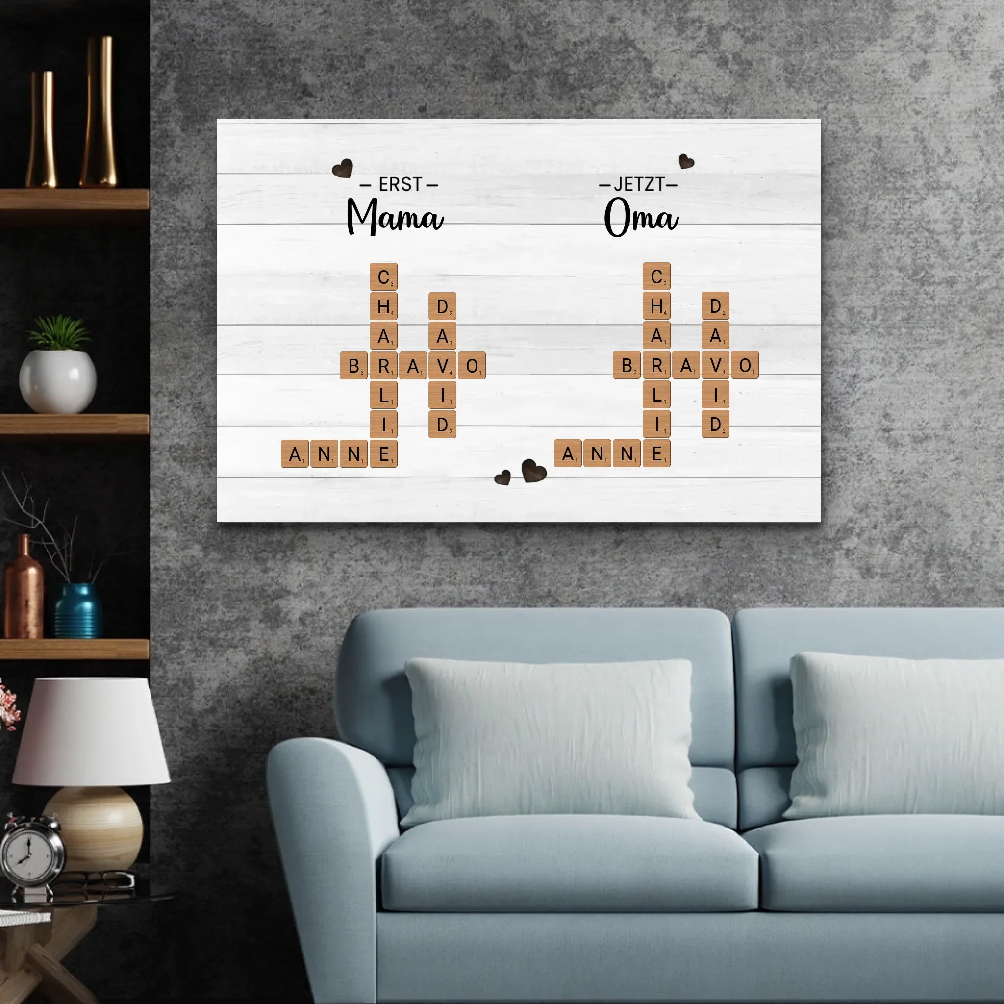 Personalisierte Leinwand "Erst mama, Jetzt Oma - Kreuzworträtsel" - Image 3