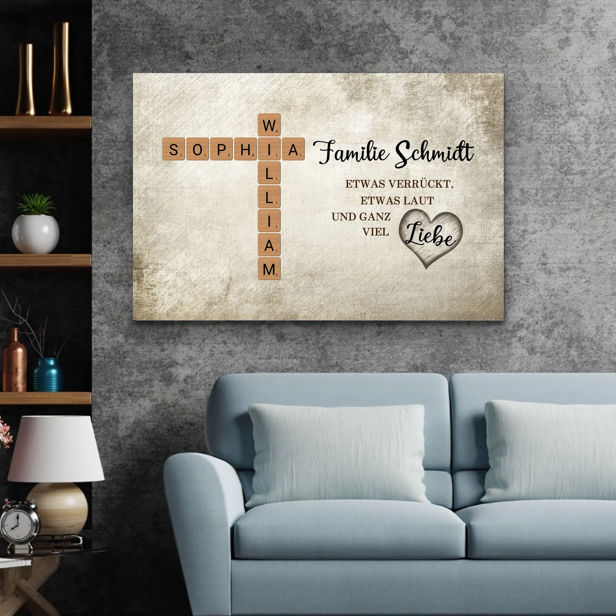 Personalisierte Leinwand "Etwas verrückt, etwas laut und ganz viel Liebe - Kreuzworträtsel" - Image 3