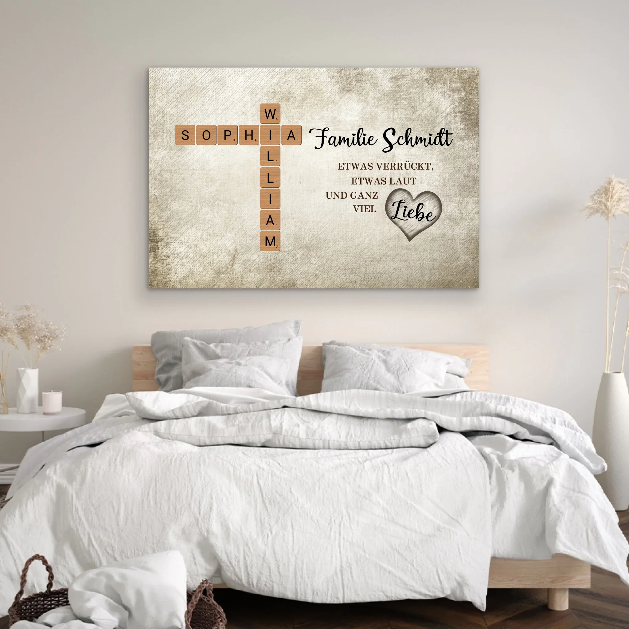 Personalisierte Leinwand "Etwas verrückt, etwas laut und ganz viel Liebe - Kreuzworträtsel" - Image 4