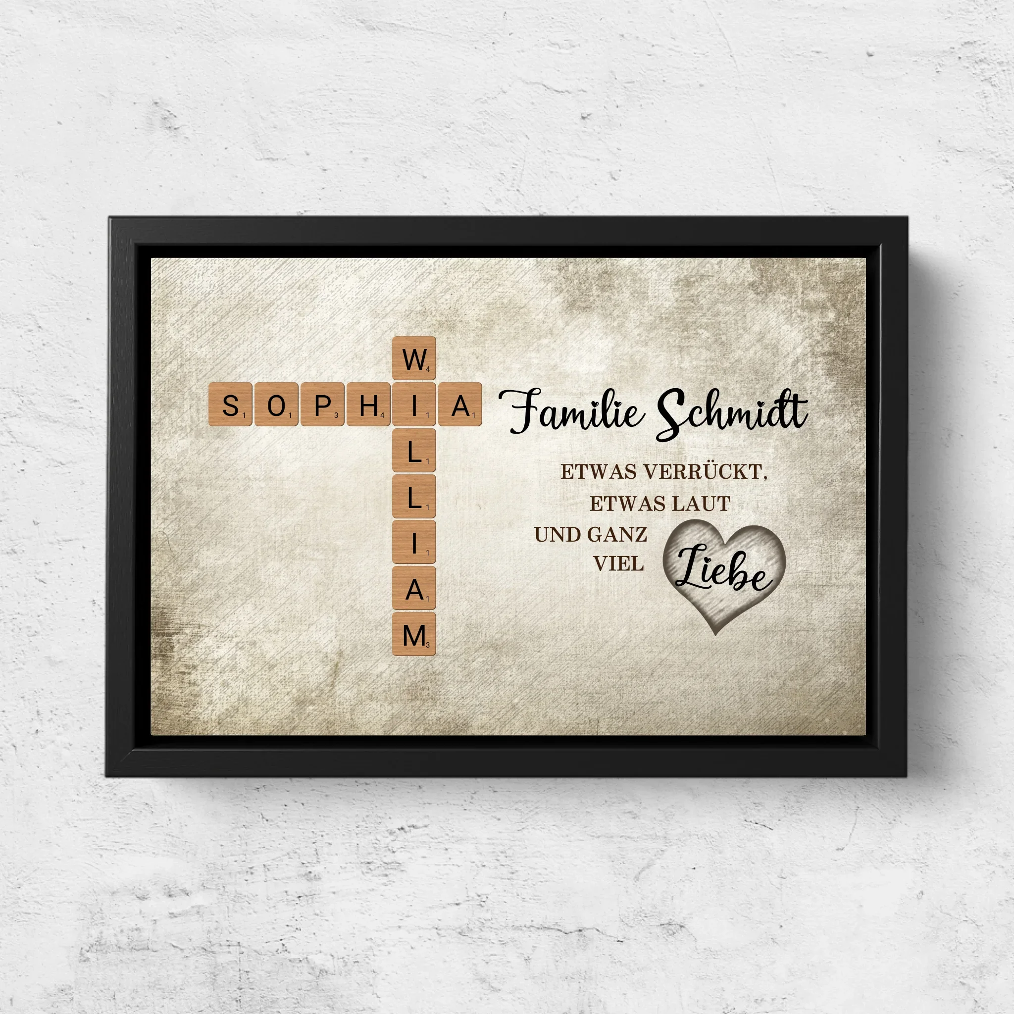 Personalisierte Leinwand "Etwas verrückt, etwas laut und ganz viel Liebe - Kreuzworträtsel" - Image 5