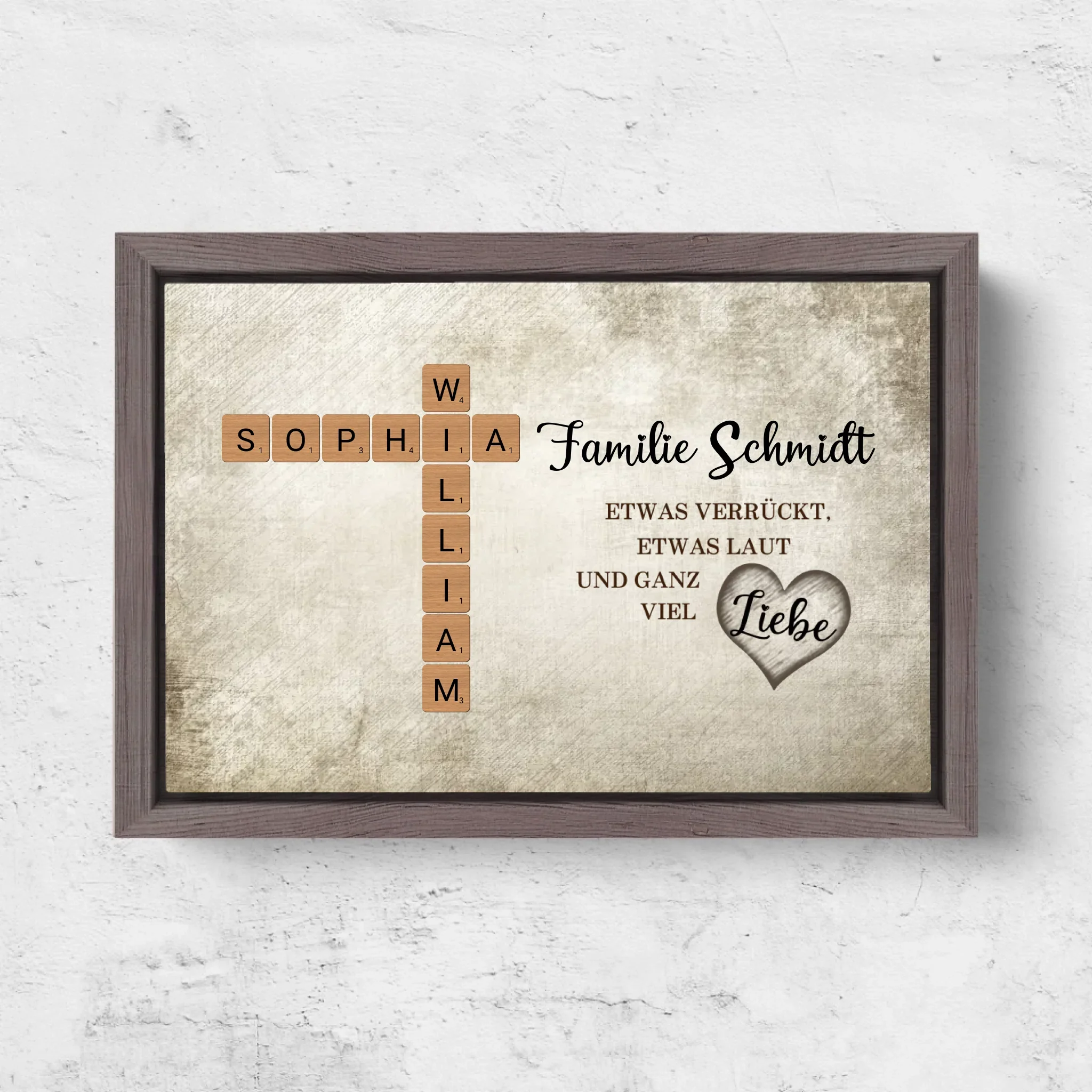 Personalisierte Leinwand "Etwas verrückt, etwas laut und ganz viel Liebe - Kreuzworträtsel" - Image 6