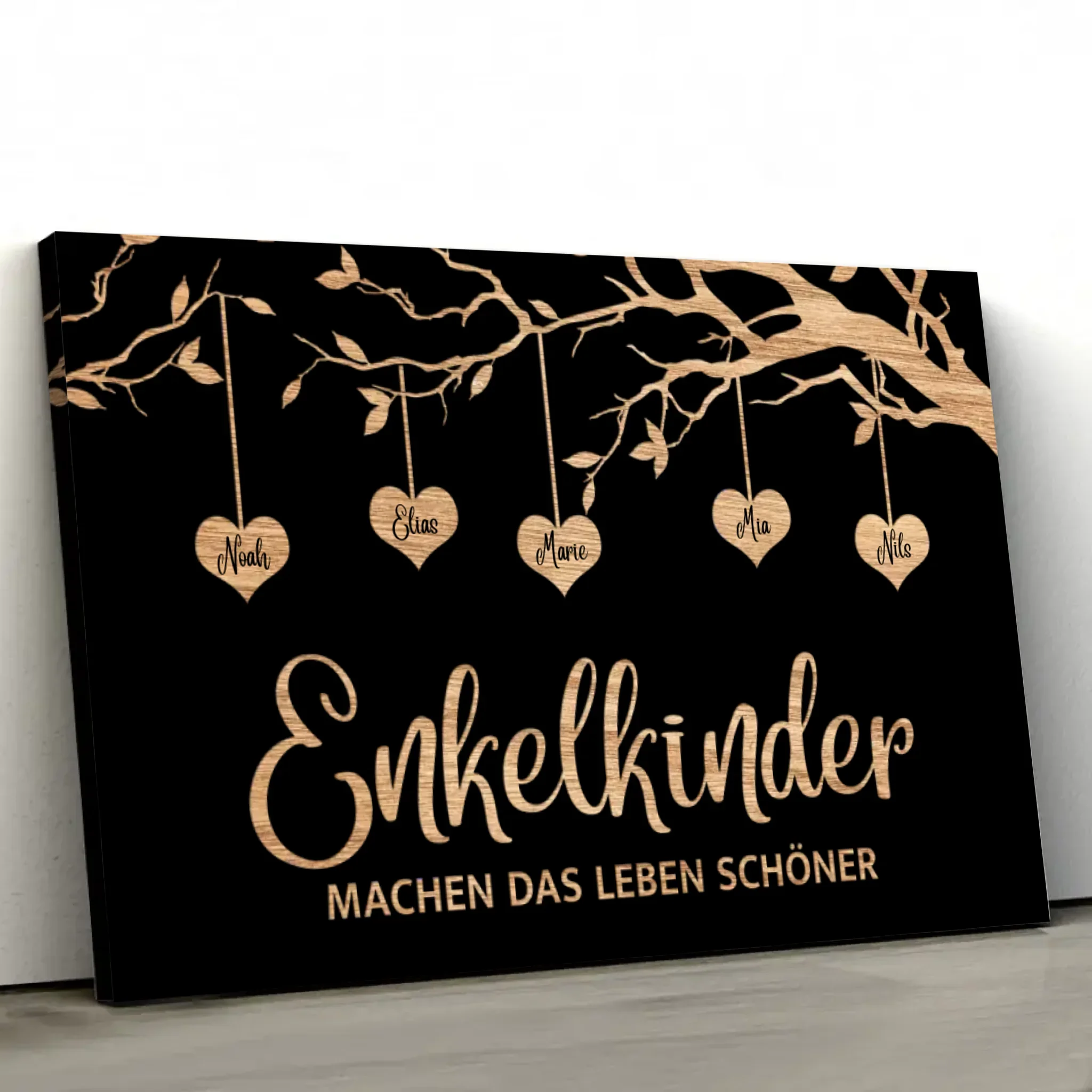 Personalisierte Leinwand "Familienbaum mit schwarzem Hintergrund" - Image 2