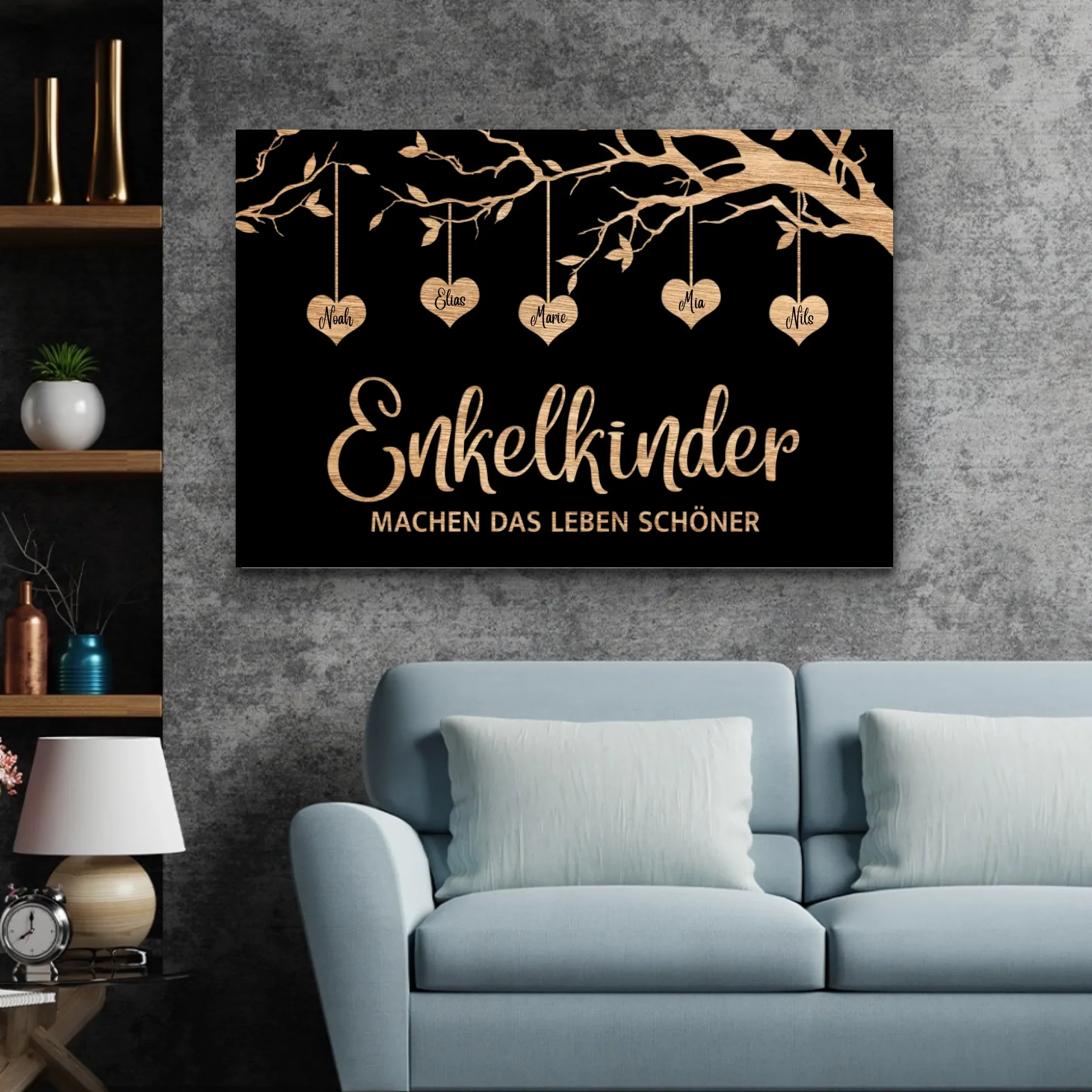 Personalisierte Leinwand "Familienbaum mit schwarzem Hintergrund" - Image 3