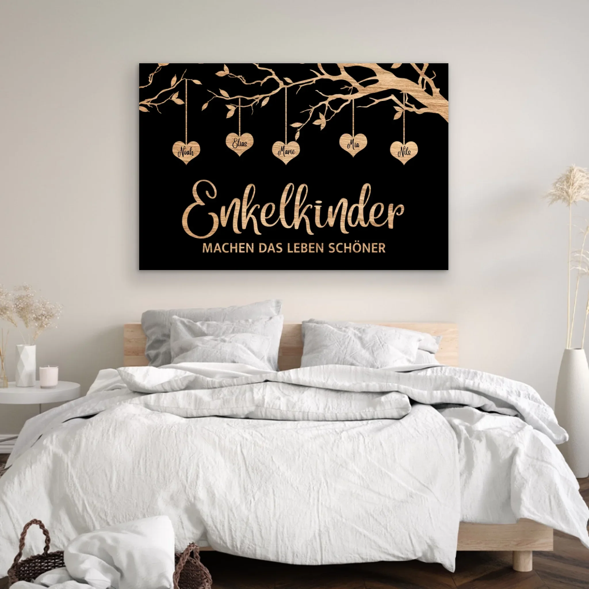 Personalisierte Leinwand "Familienbaum mit schwarzem Hintergrund" - Image 4