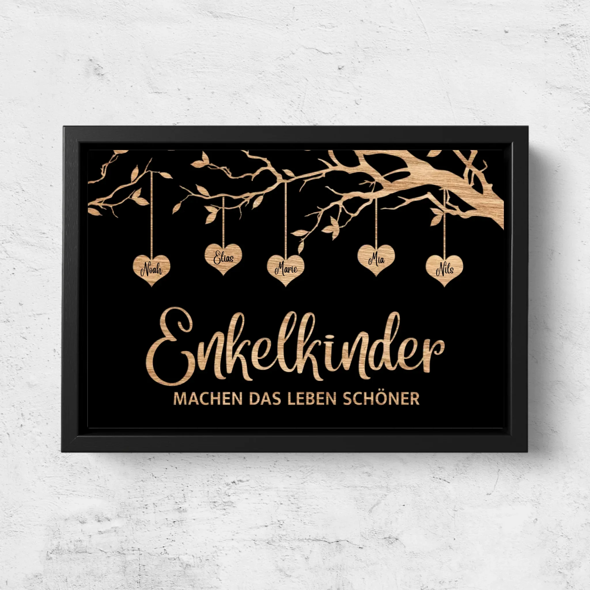 Personalisierte Leinwand "Familienbaum mit schwarzem Hintergrund" - Image 5