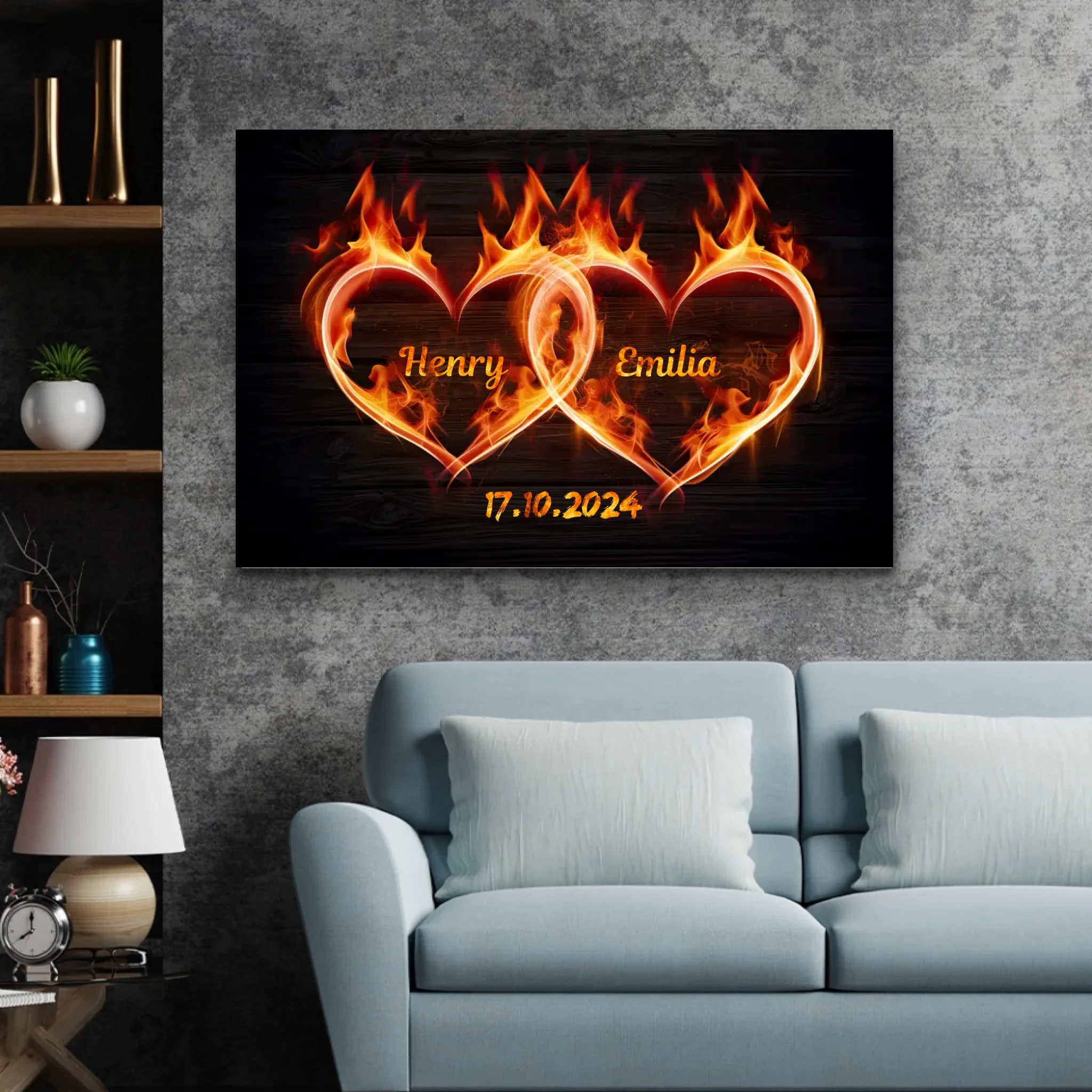 Personalisierte Leinwand "Feuerherzen" - Image 3