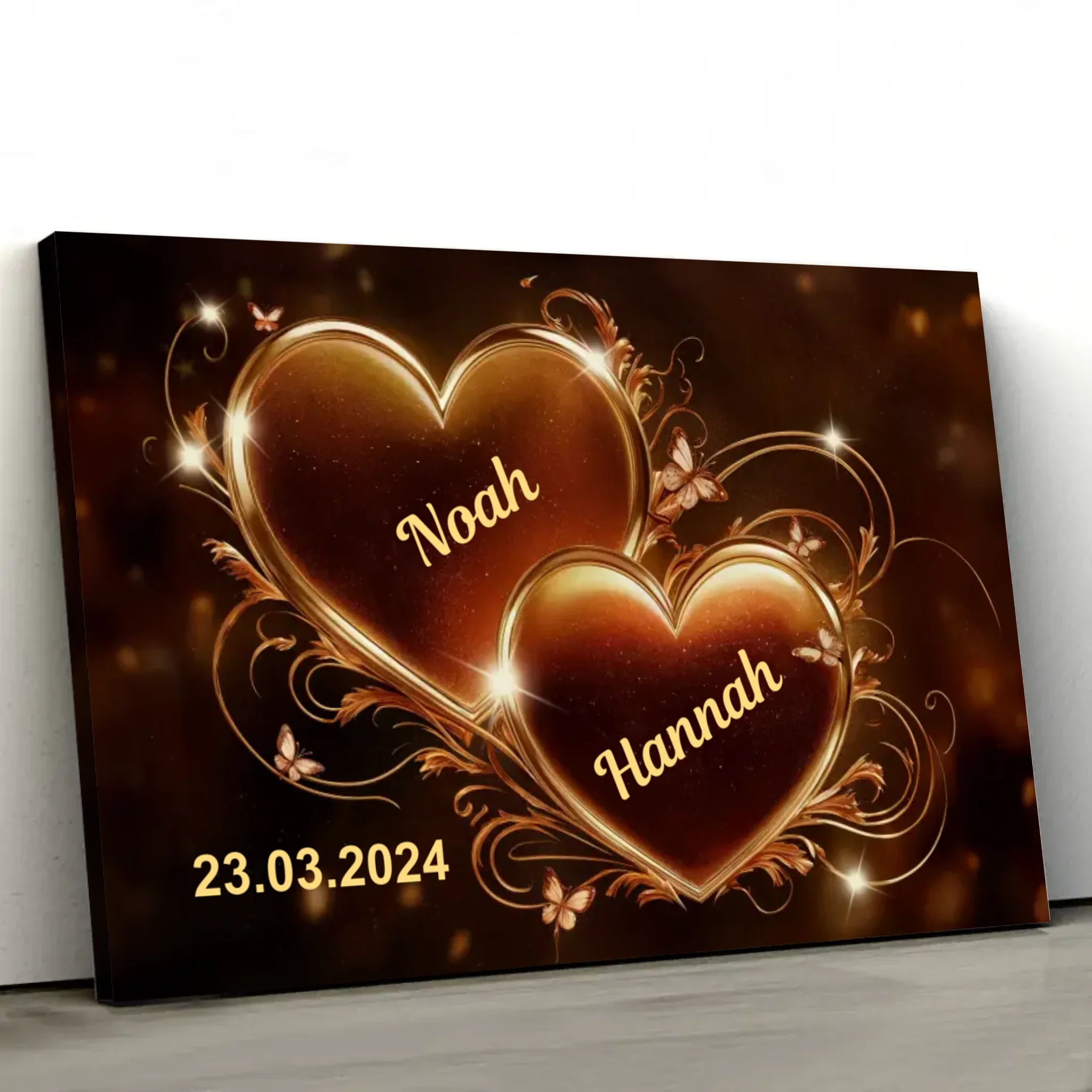 Personalisierte Leinwand "Funkelnde Herzen" - Image 2