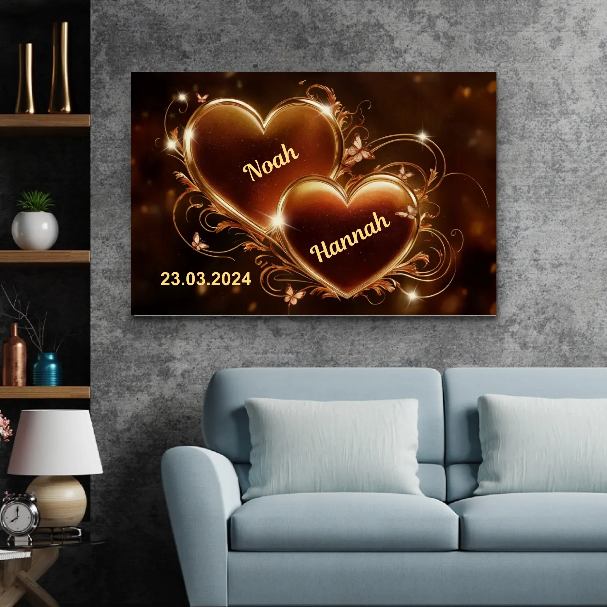 Personalisierte Leinwand "Funkelnde Herzen" - Image 3