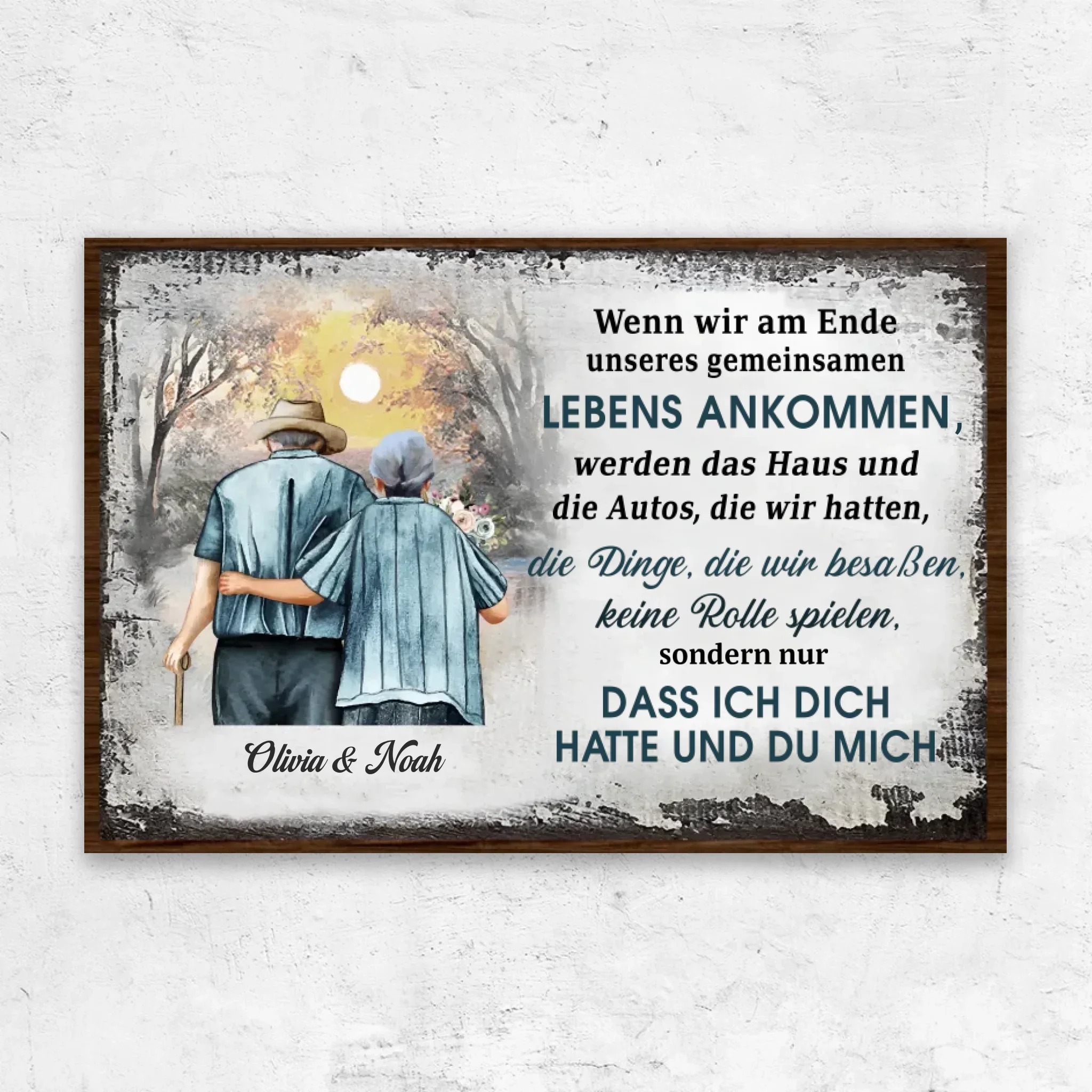 Personalisierte Leinwand "Ich hatte dich und du hattest mich - mit Sonnenuntergang"