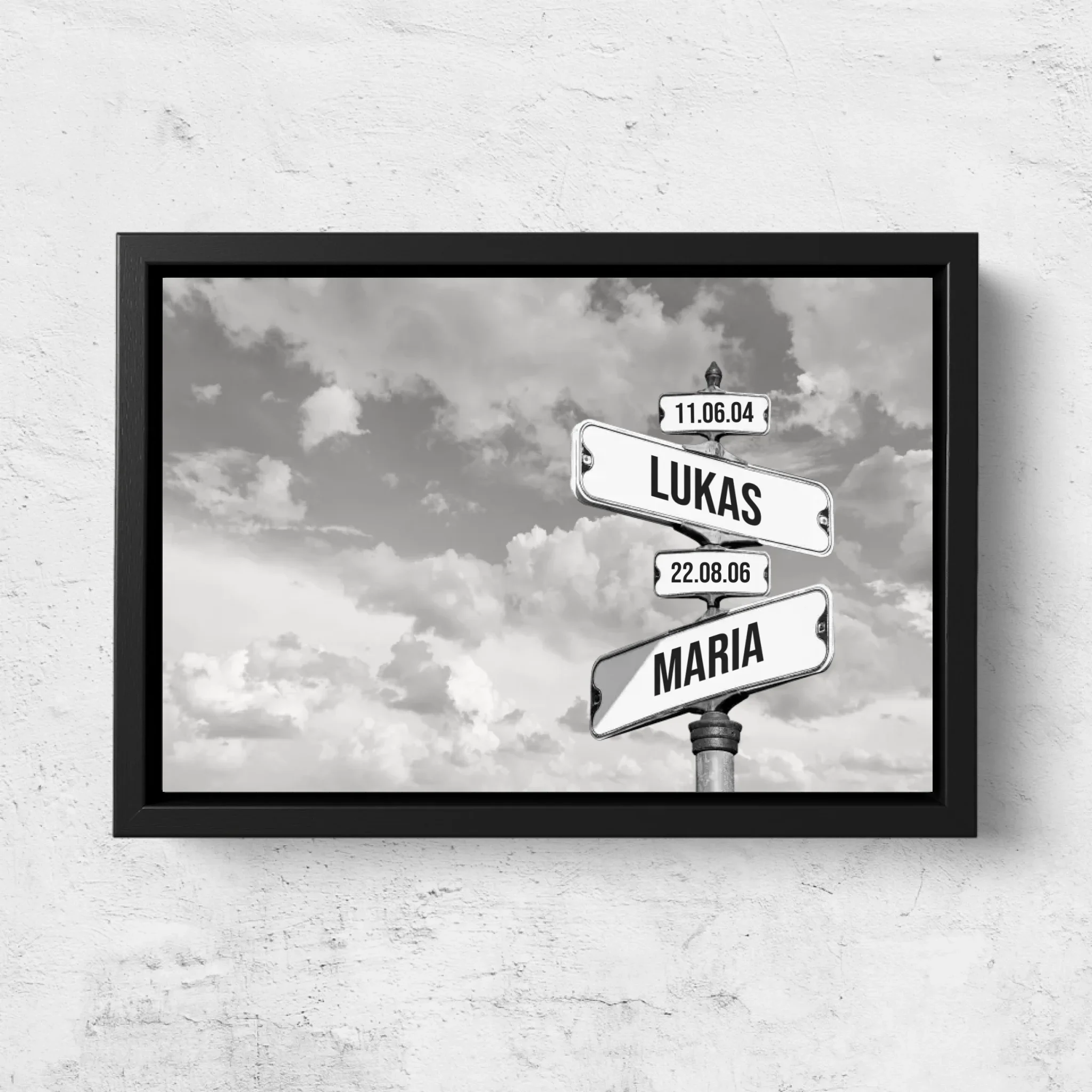 Personalisierte Leinwand "Vintage Straßenschild mit Geburtsdatum der Kinder - Horizontal" - Image 5