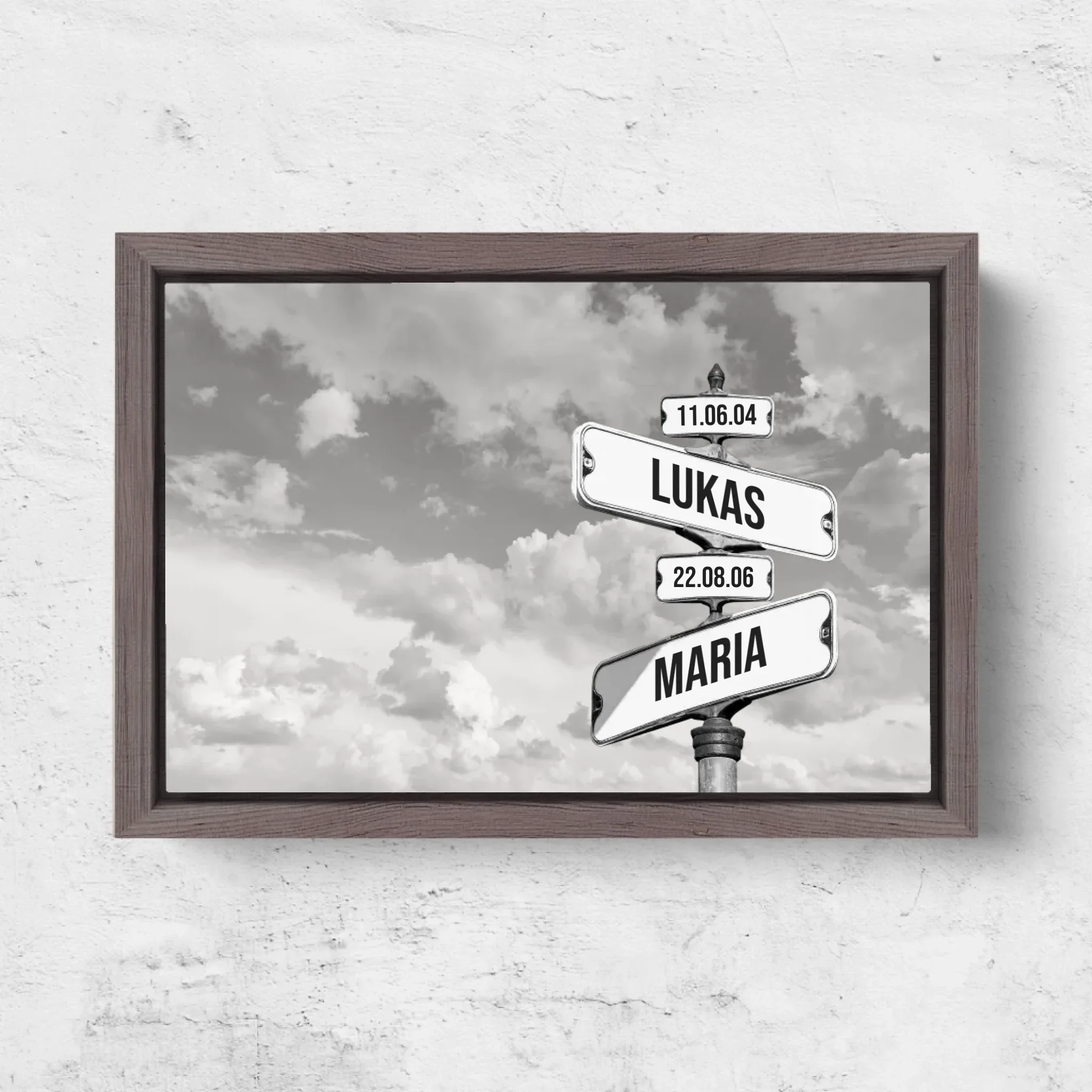 Personalisierte Leinwand "Vintage Straßenschild mit Geburtsdatum der Kinder - Horizontal" - Image 6