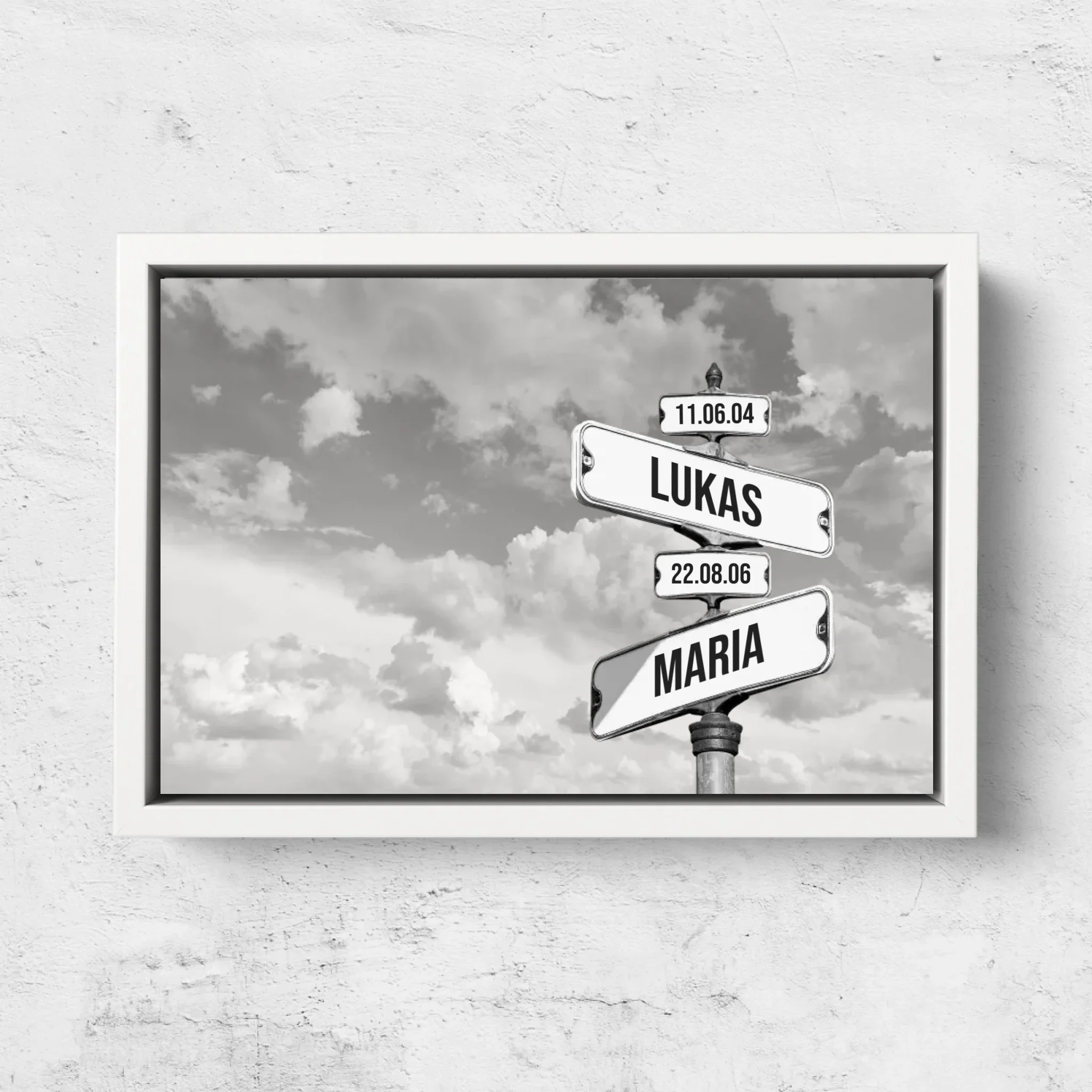 Personalisierte Leinwand "Vintage Straßenschild mit Geburtsdatum der Kinder - Horizontal" - Image 7