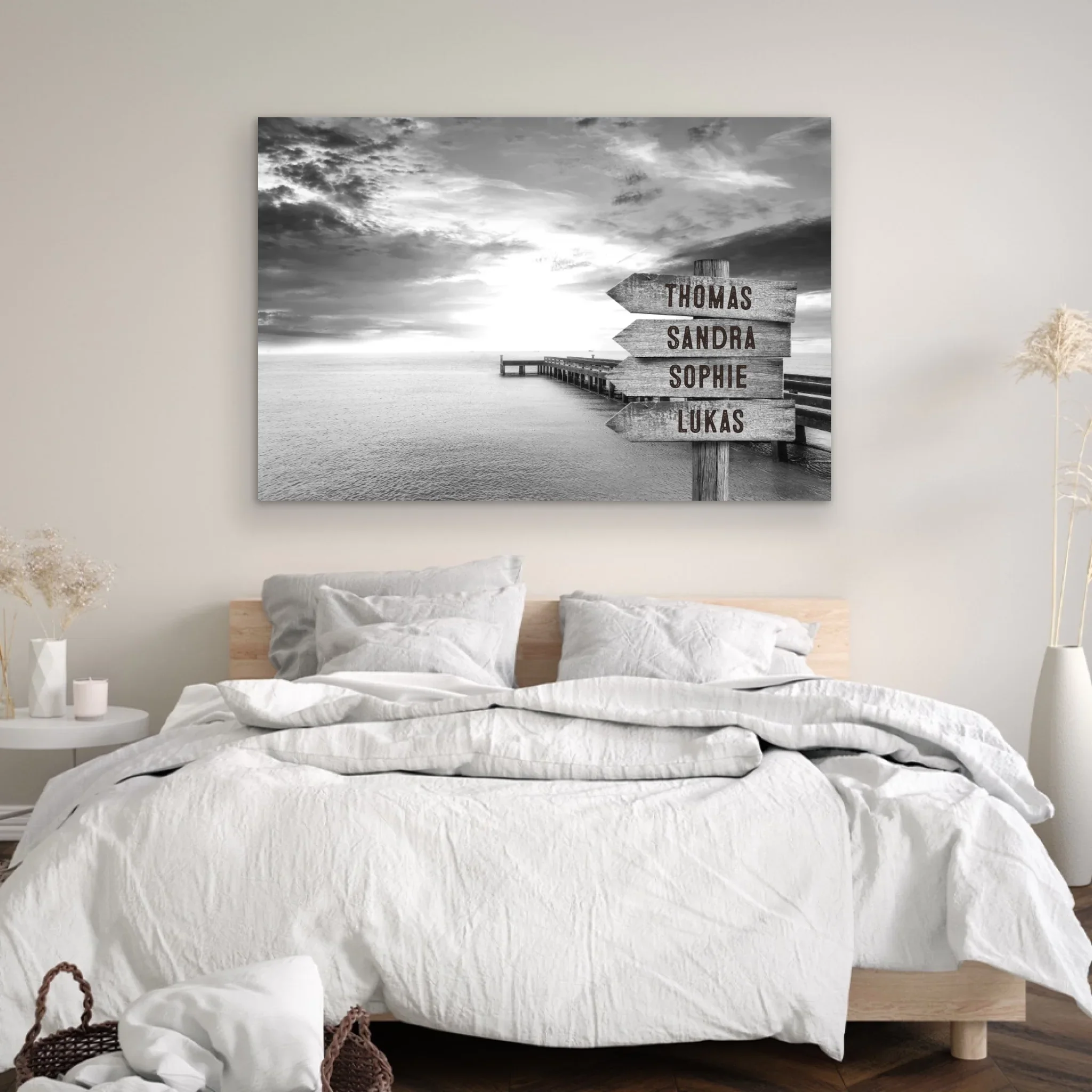 Personalisierte Leinwand "Wegweiser am Steg am Meer" - Image 4