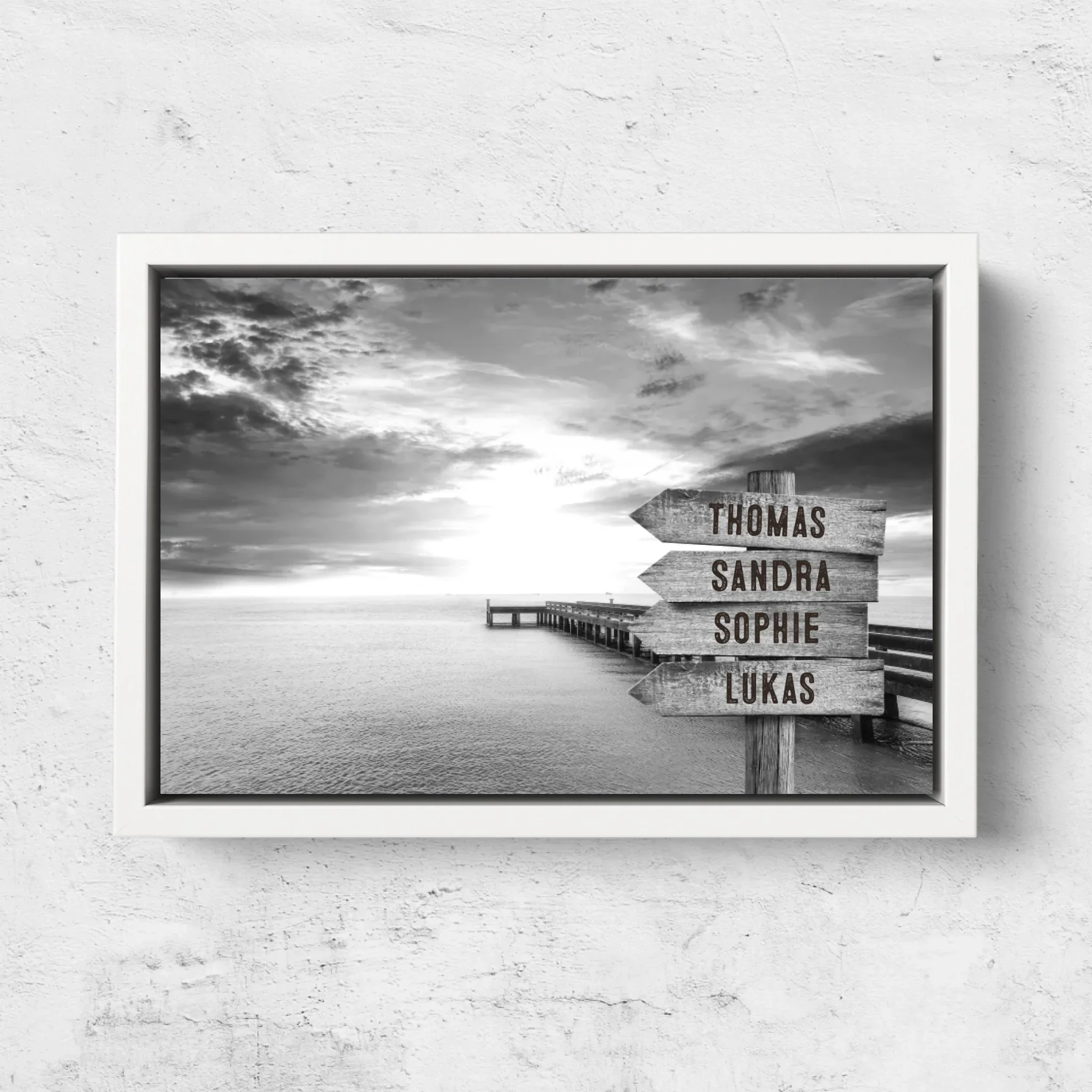Personalisierte Leinwand "Wegweiser am Steg am Meer" - Image 7