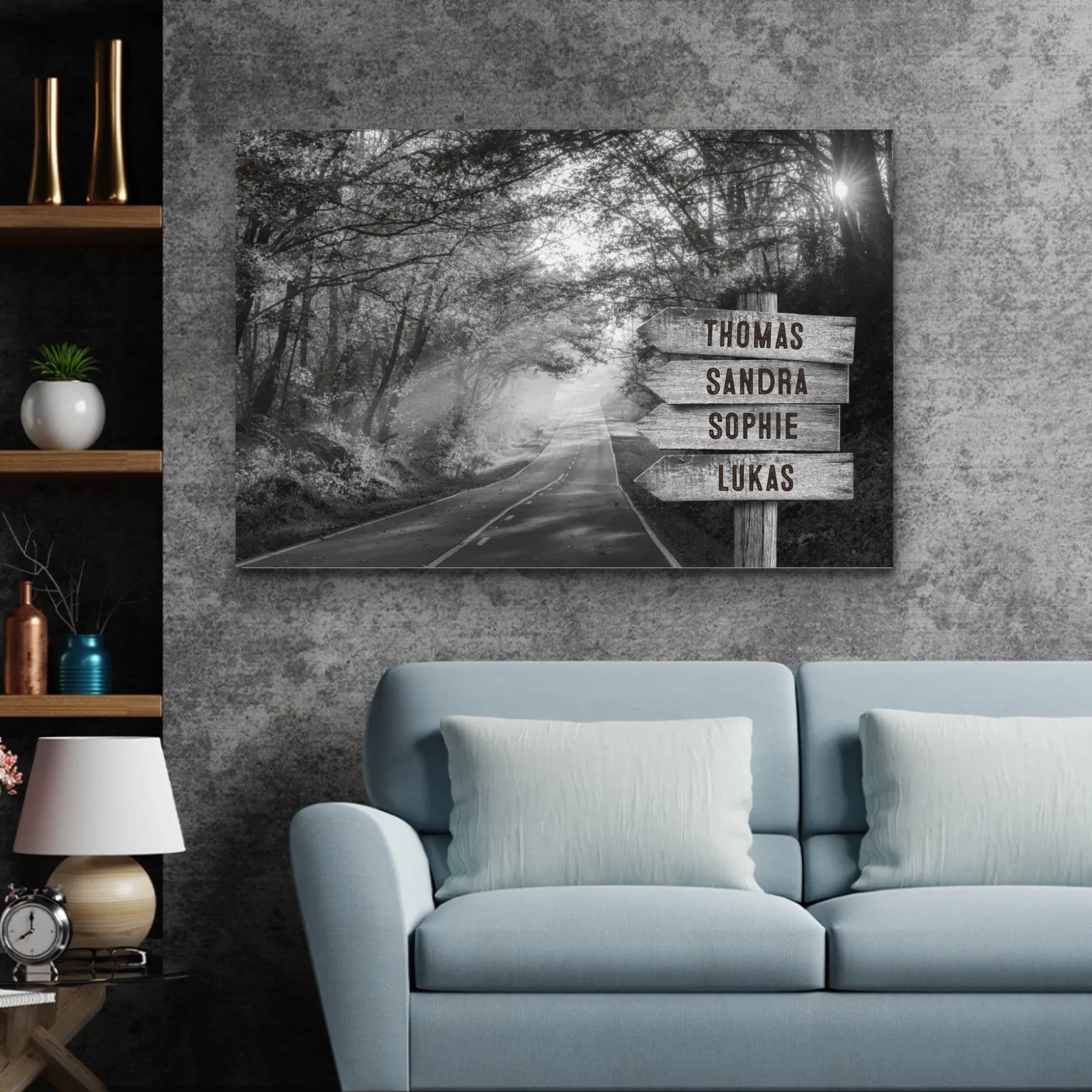 Personalisierte Leinwand "Wegweiser am Waldweg" - Image 3