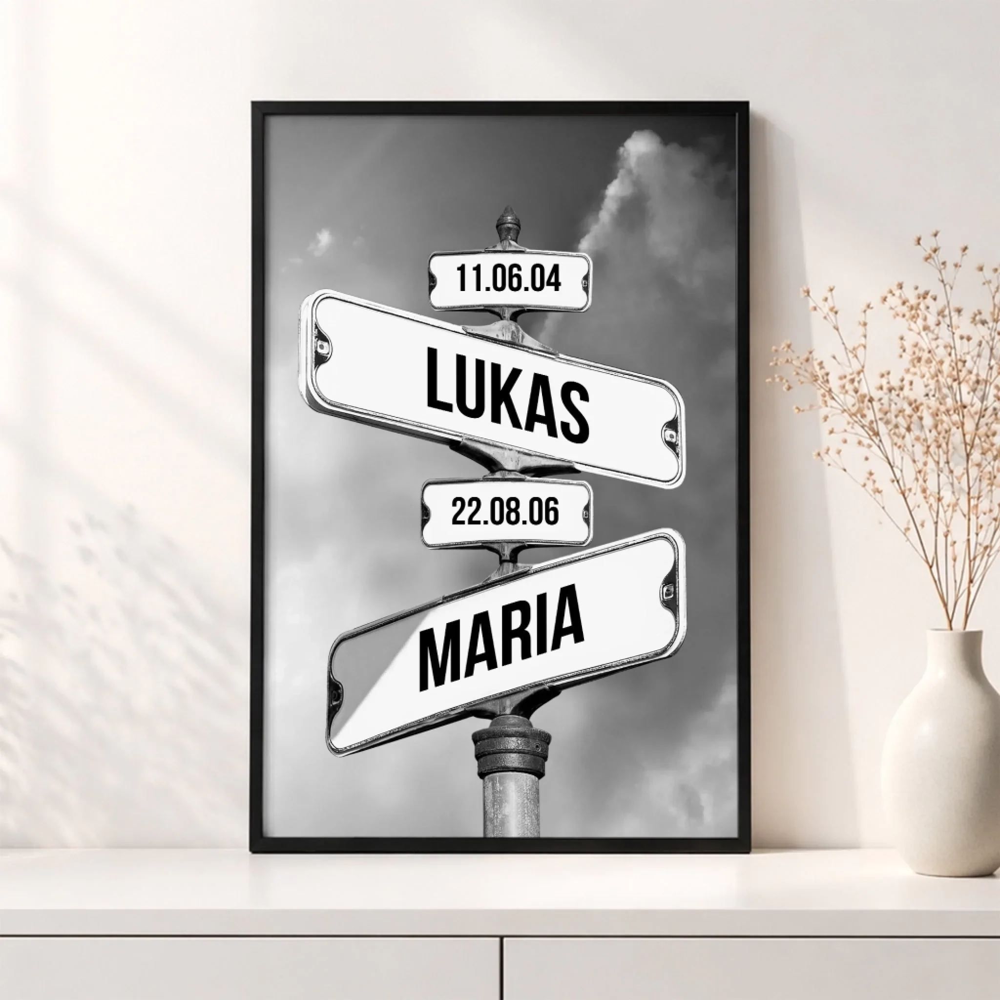 Personalisiertes Poster "Vintage Straßenschild mit Geburtsdatum der Kinder" - Image 3
