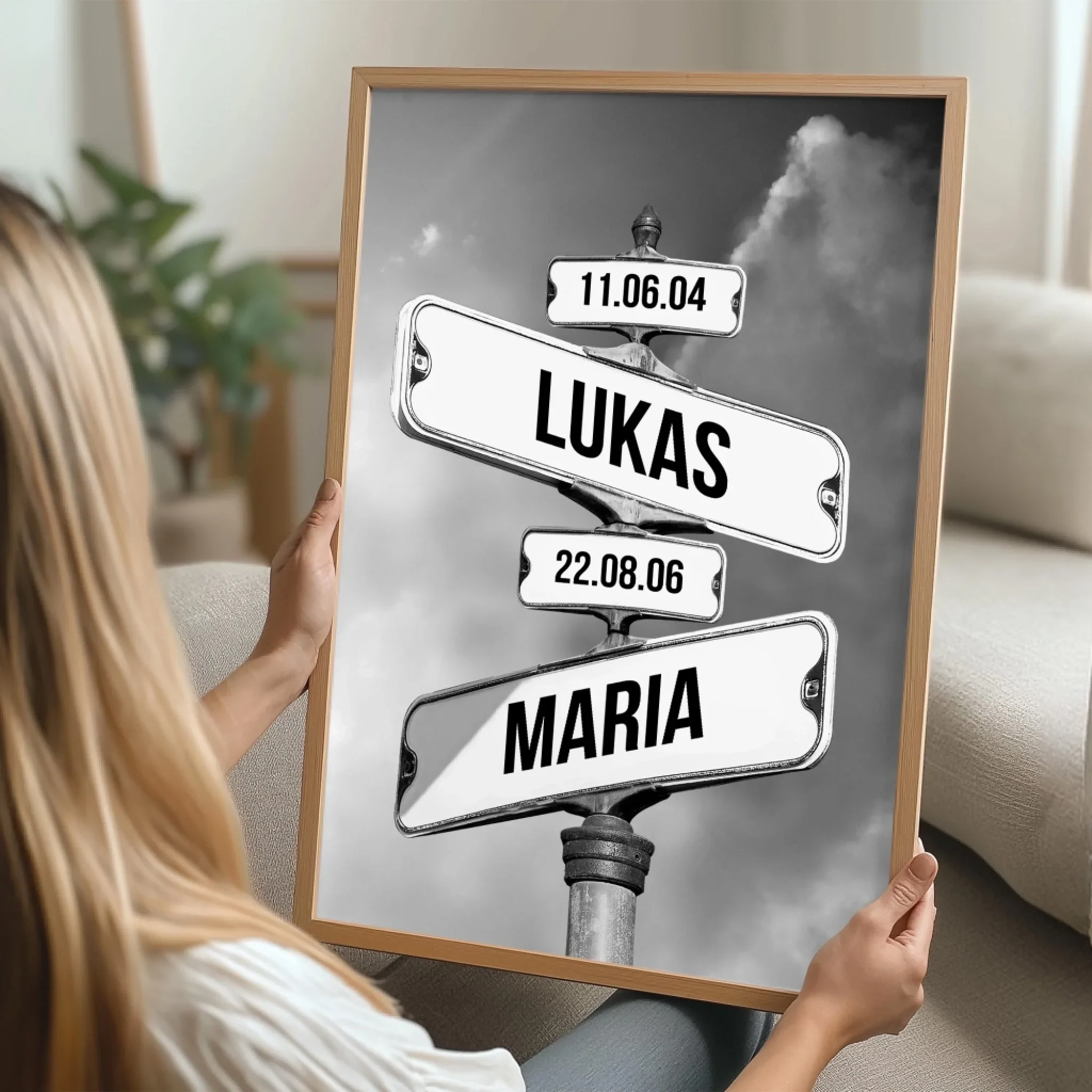 Personalisiertes Poster "Vintage Straßenschild mit Geburtsdatum der Kinder" - Image 4