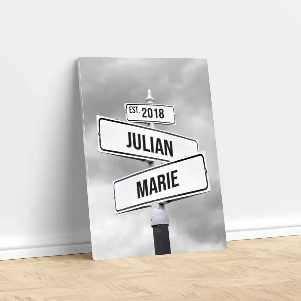 Personalisierte Leinwand "Retro Straßenschild für Paare" - Image 3