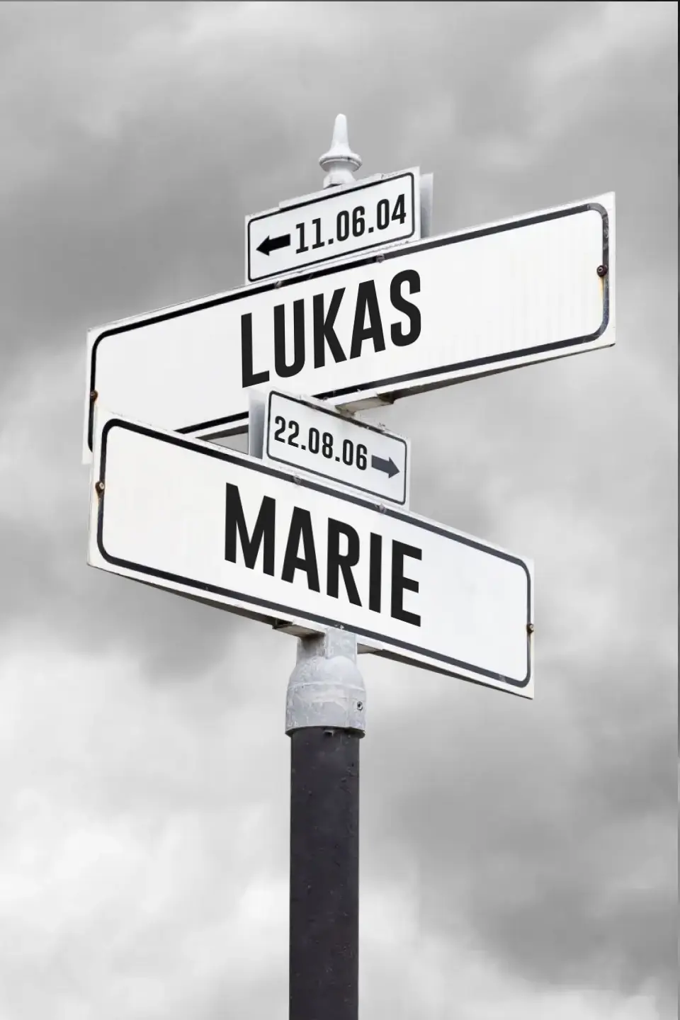 Personalisierte Leinwand "Retro Straßenschild mit Geburtsdatum der Kinder" - Image 4