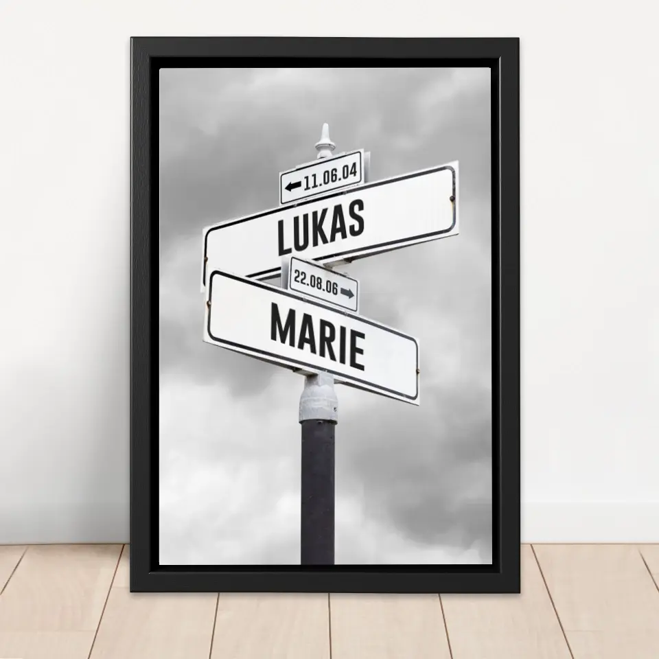 Personalisierte Leinwand "Retro Straßenschild mit Geburtsdatum der Kinder" - Image 5
