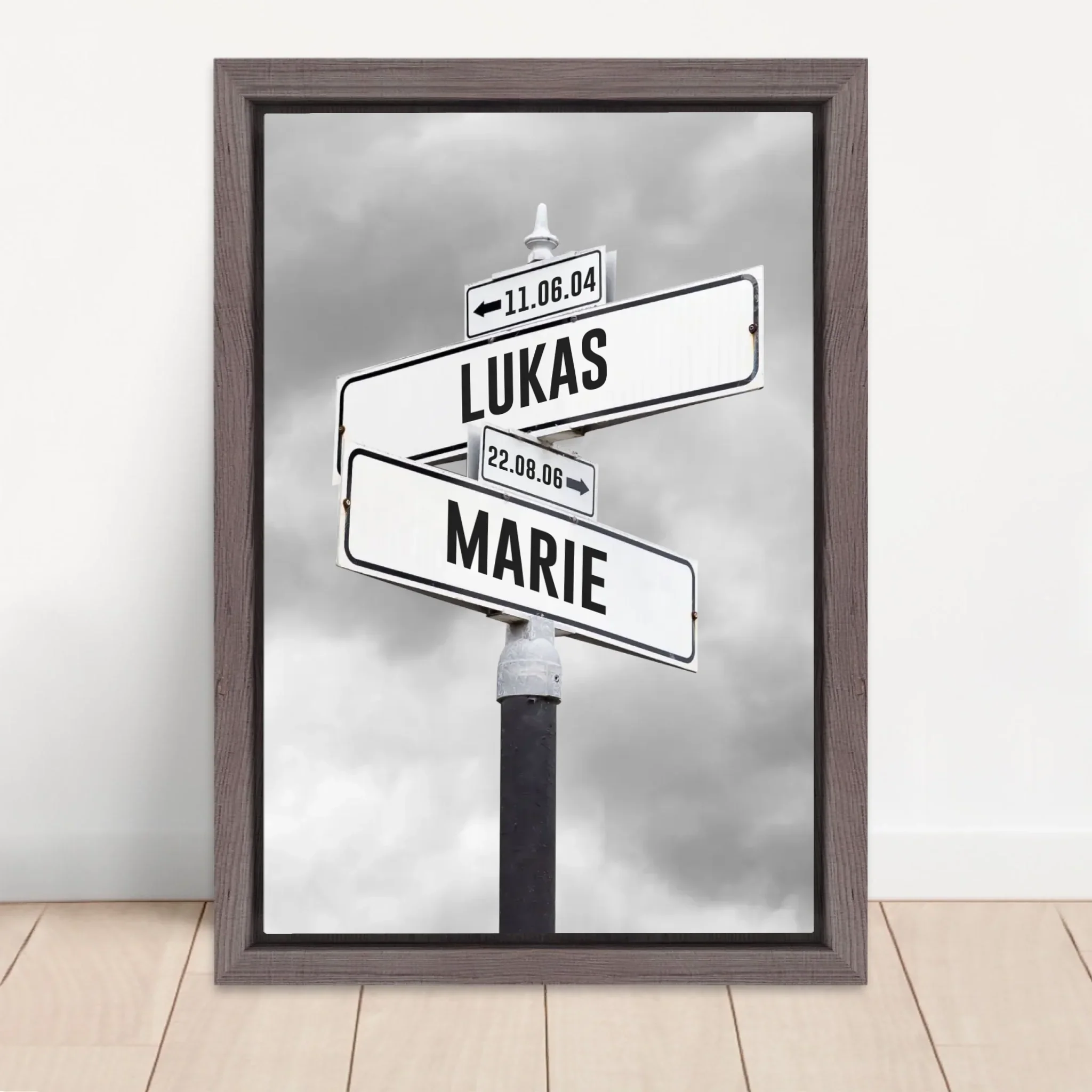 Personalisierte Leinwand "Retro Straßenschild mit Geburtsdatum der Kinder" - Image 6
