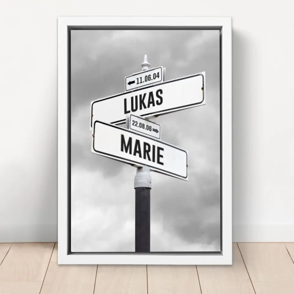Personalisierte Leinwand "Retro Straßenschild mit Geburtsdatum der Kinder" - Image 7