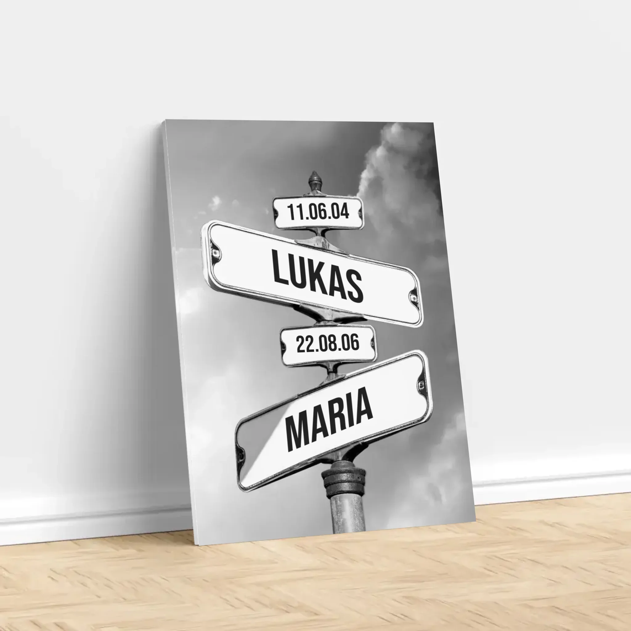Personalisierte Leinwand "Vintage Straßenschild mit Geburtsdatum der Kinder" - Image 3