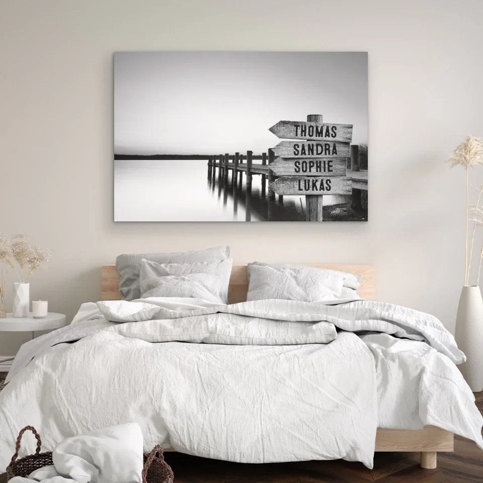 Personalisierte Leinwand "Wegweiser am See" - Image 4